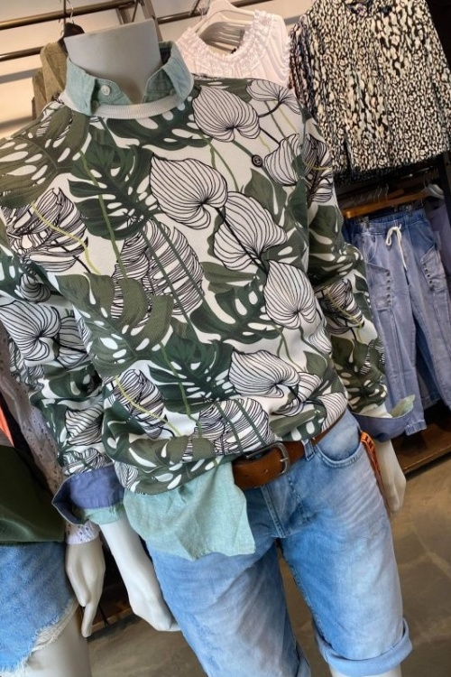 TWINLIFE – TW11302 SWEAT – GREEN PRINT