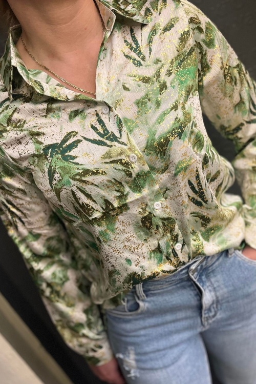 C6229 BLOUSE - GROEN GOUD