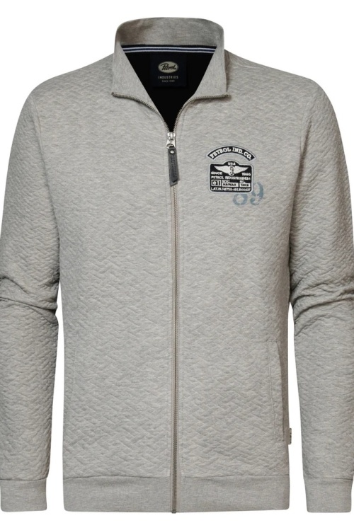 PETROL - M-1040-SWC309 - SWEATVEST - GRIJS