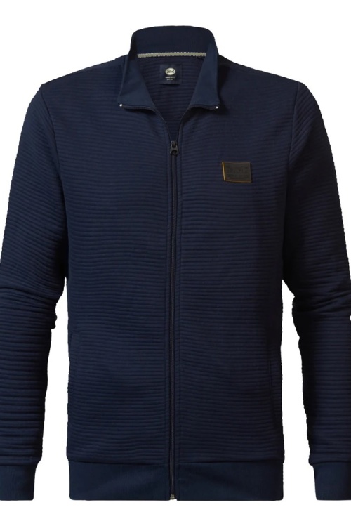 PETROL - M-1040-SWC333 - SWEAT VEST - DONKER BLAUW