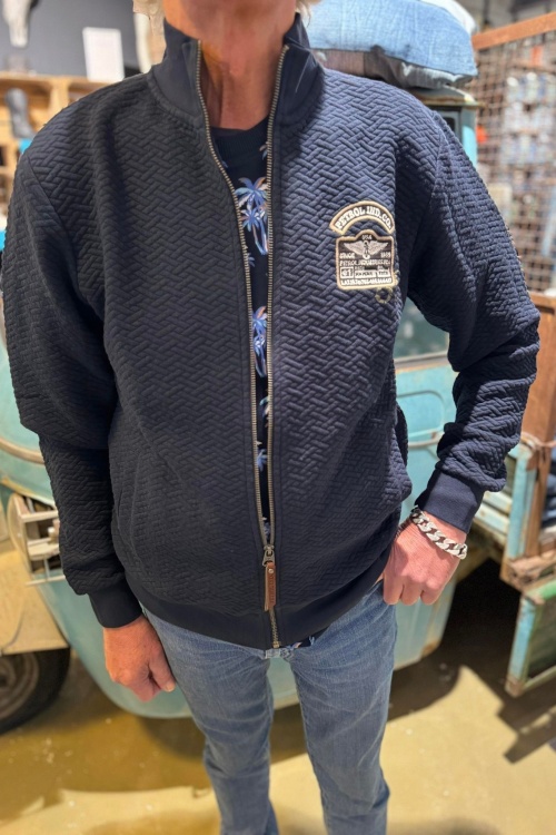 PETROL - M-1040-SWC309 - SWEATVEST - DONKER BLAUW