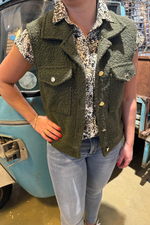GILET TEDDY - GROEN