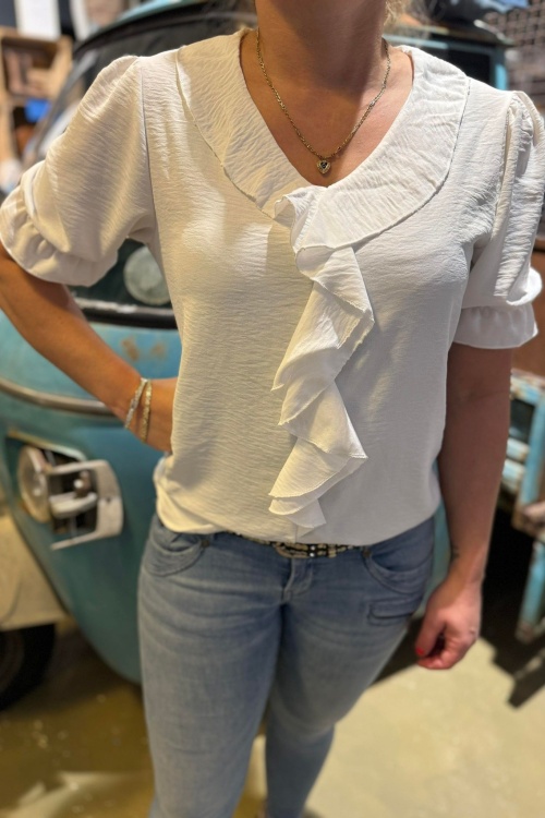 BLOUSE - ROESEL - WIT