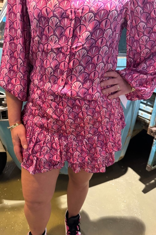 H3322 BROEKROK - ROZE PRINT