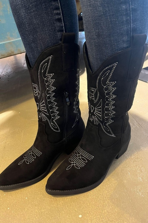CC2331 WESTERN - ZWART SUEDE