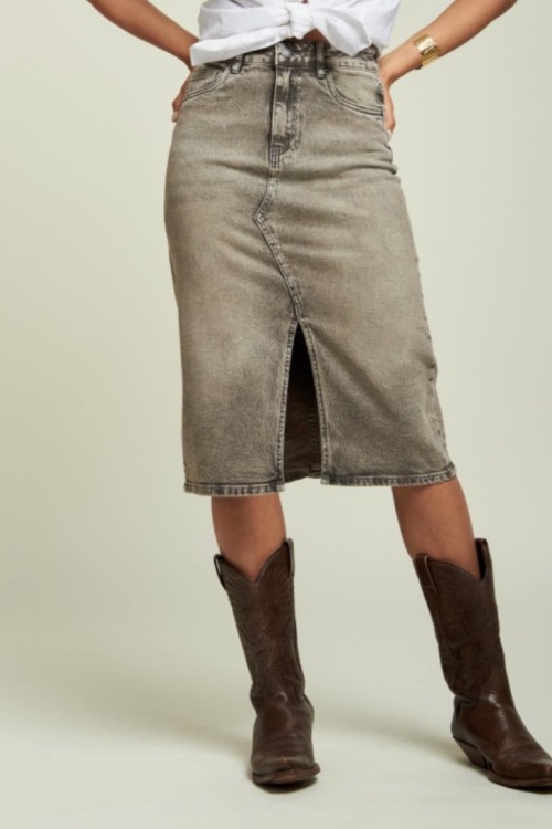L21341 JEANSROK - BRUIN/GRIJS 