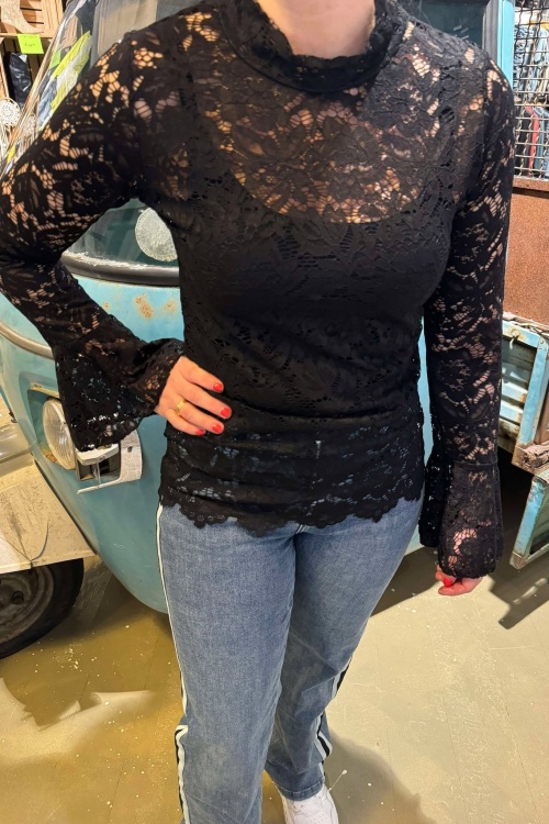 BLOUSE KANT - ZWART 