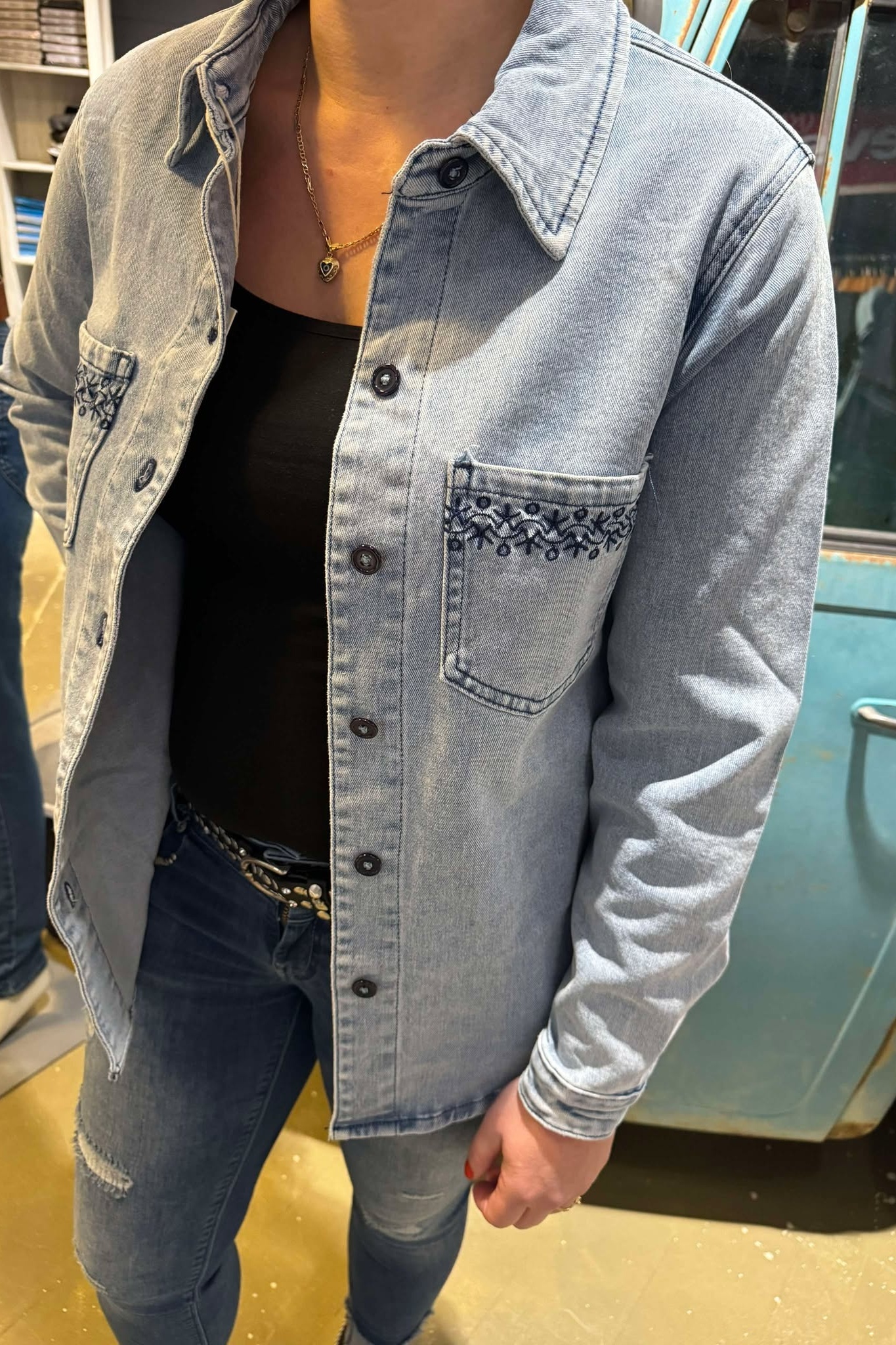 M7188K BLOUSE - DENIM - STONE 
