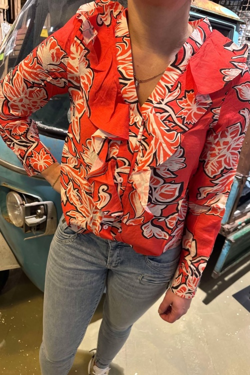 6021 - BLOUSE - ROOD/CREME