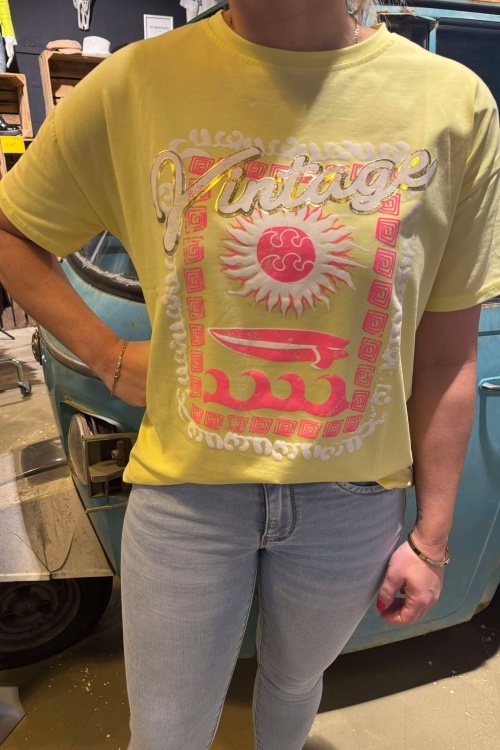 TSHIRT PRINT - GEEL 