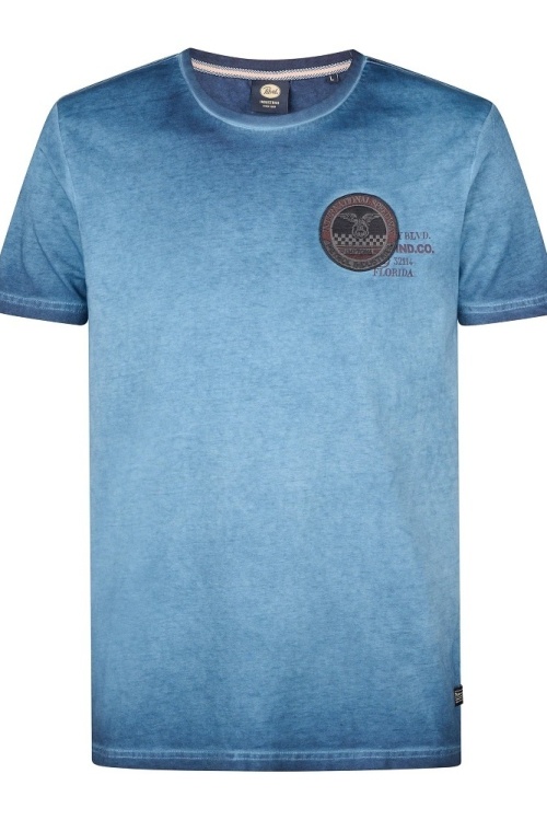 PETROL - M-1050-TSR607 - TSHIRT - DONKERBLAUW