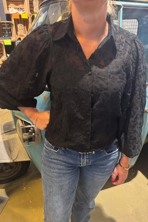 H3833 - BLOUSE - ZWART 