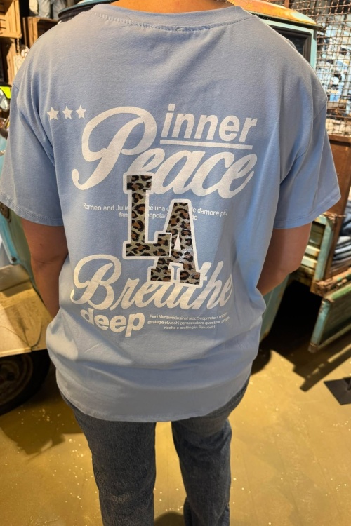  TSHIRT - PRINT LA - LICHTBLAUW