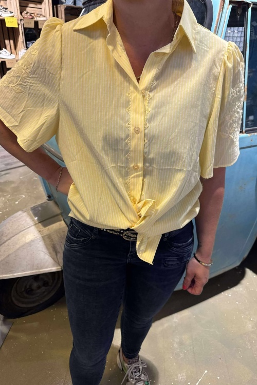 CH2988 - BLOUSE - GEEL STREEP