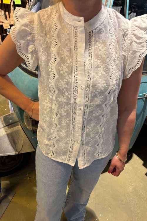 C293-2 - BLOUSE - WIT KANT 
