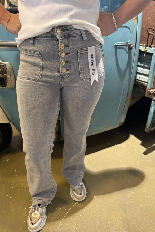 Y61325 - JEANS - KNOPEN - GRIJS 