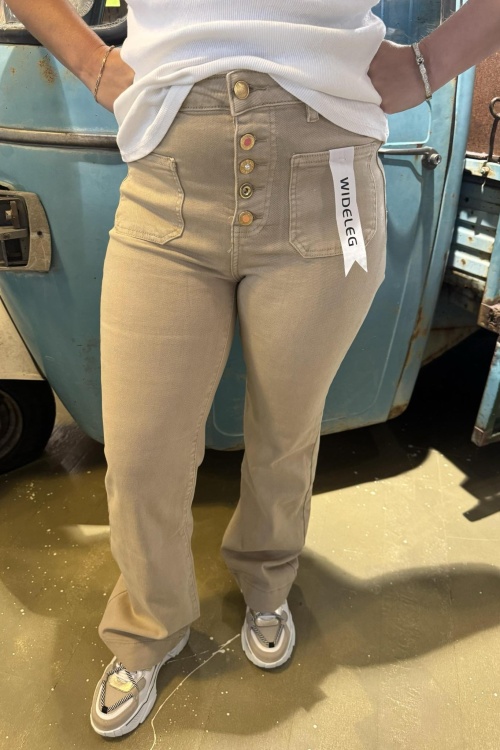 Y61329 - JEANS - KNOPEN - BEIGE 