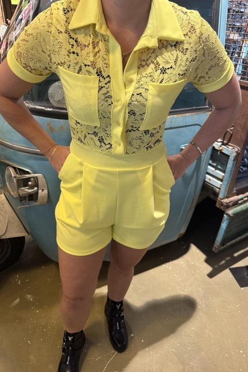 JUMPSUIT - KANT - GEEL 