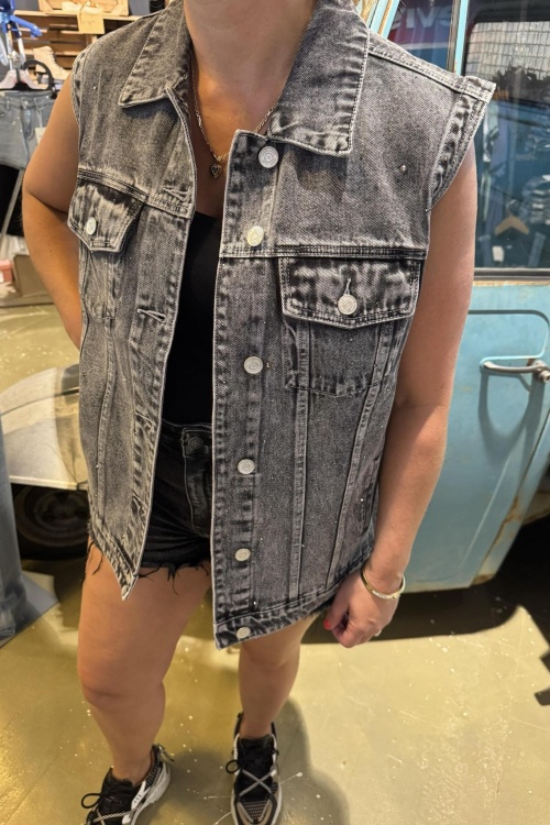 W3612 - GILET - ZWART STRASS 