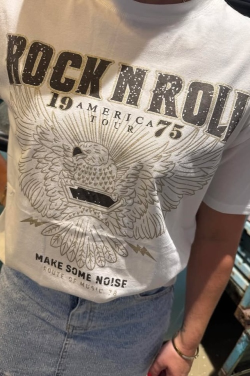 Y065-38 - TSHIRT - ROCK&ROLL - WIT