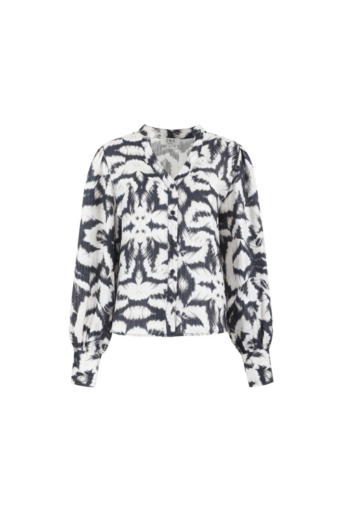 C&S THE LABEL - BABETTE BLOUSE - ZWART/BEIGE 