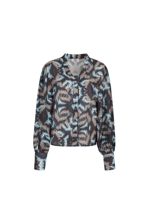 C&S THE LABEL - BABETTE BLOUSE - GRIJS BLAUW 