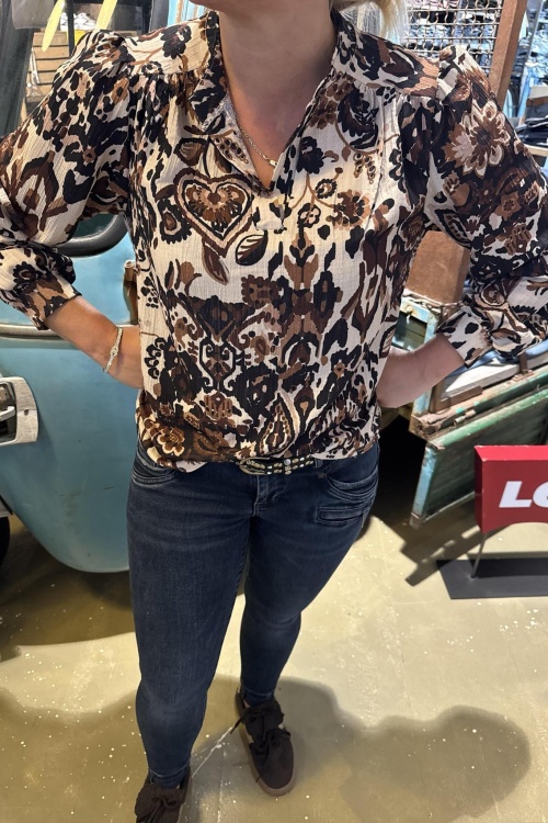BLOUSE PRINT - DONKERBRUIN 