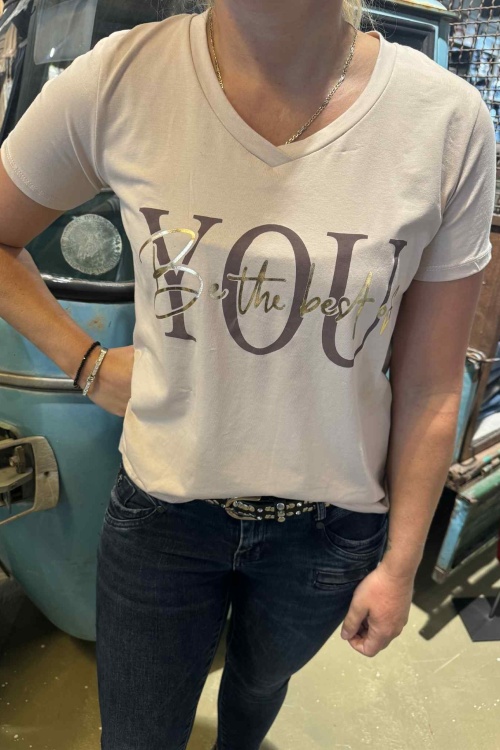 TSHIRT - PRINT - YOU - BEIGE