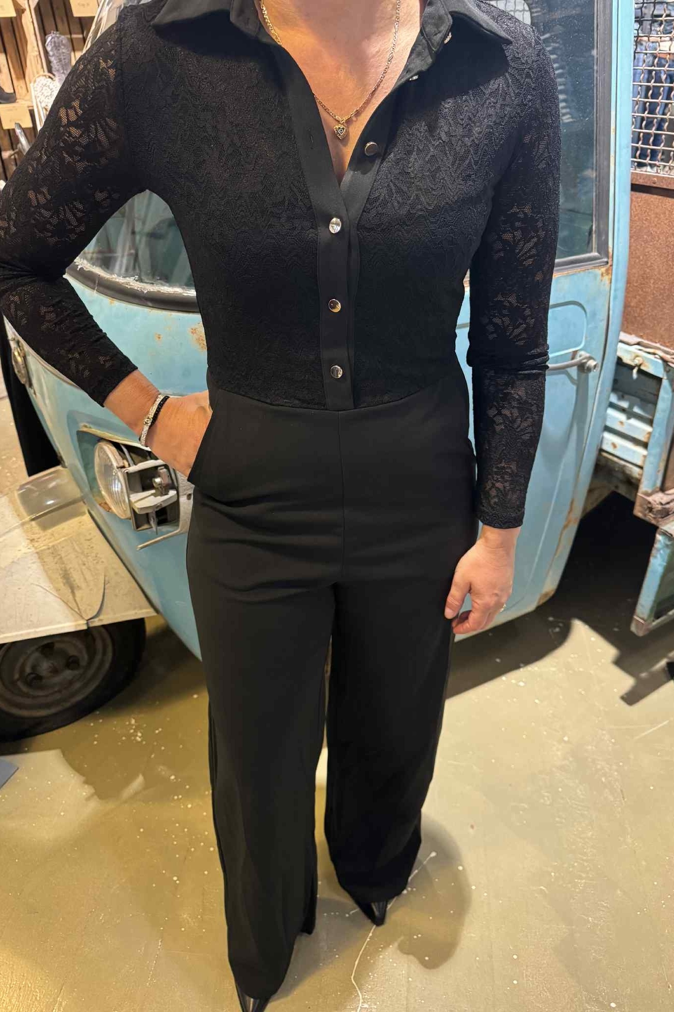 HS9797 - JUMPSUIT - ZWART KANT 