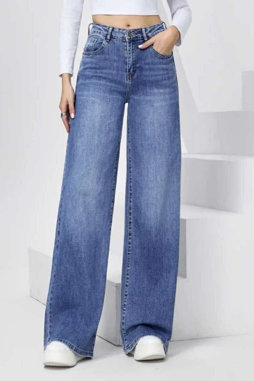 HM8511-1 WIDE LEG LANG- MIDDENBLAUW