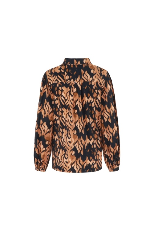 C&S THE LABEL - LEA - BLOUSE - COGNAC/ZWART