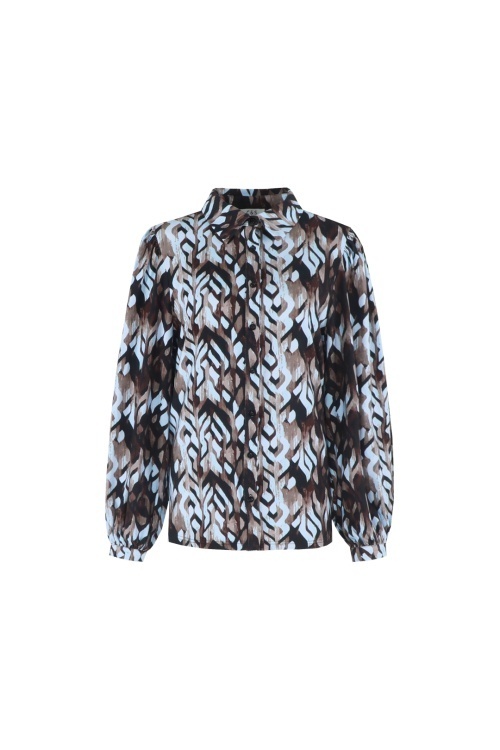 C&S THE LABEL - LEA BLOUSE - BLAUW / ZWART