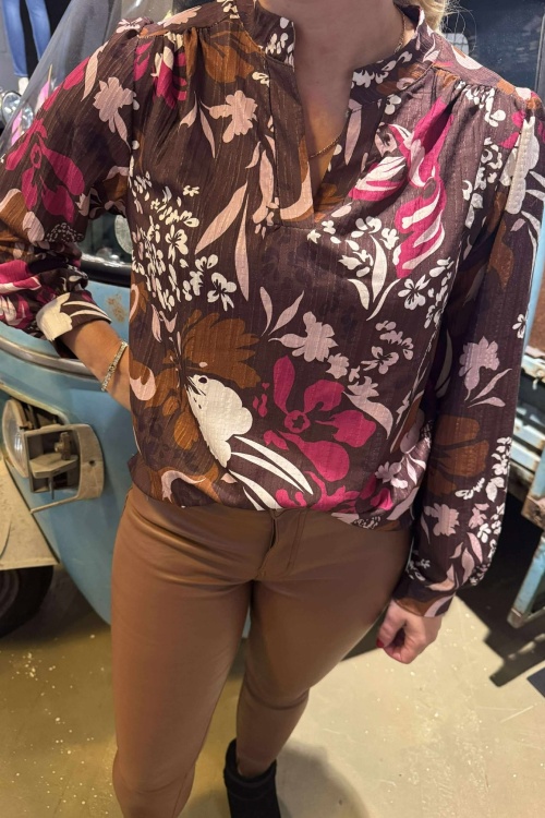 BLOUSE - PRINT - BRUIN/ROZE