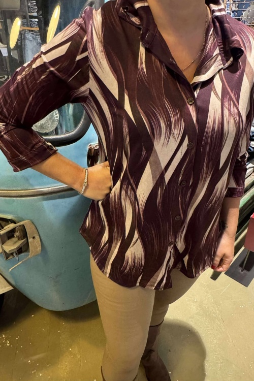 BLOUSE - PRINT - BORDEAUX - DONKER ROOD