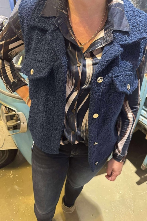 GILET - TEDDY - BLAUW