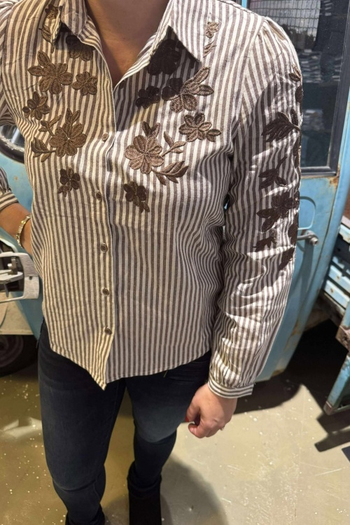 7571-45 - BLOUSE - BRUIN STREEP