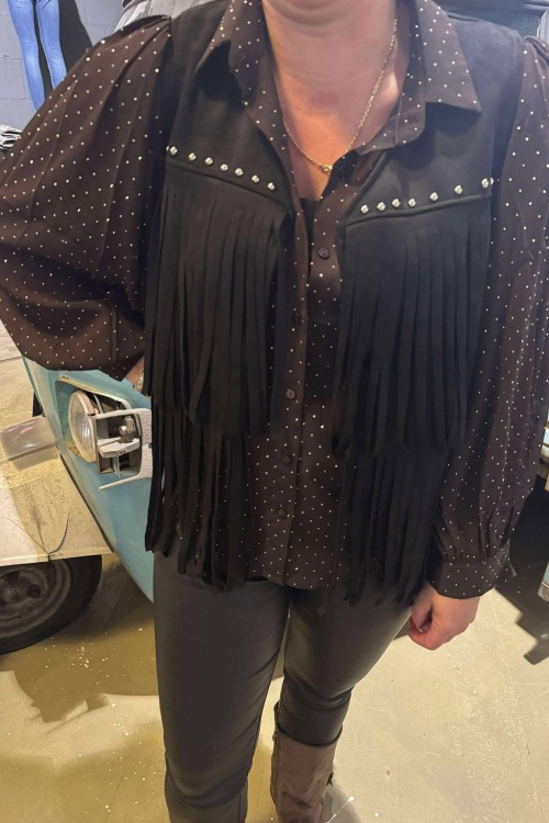 GILET - FRANJERS - ZWART