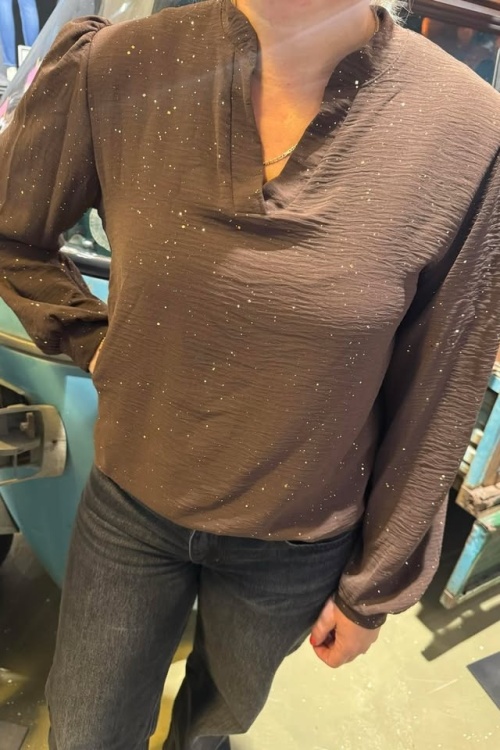 BLOUSE - GLITTER - BRUIN