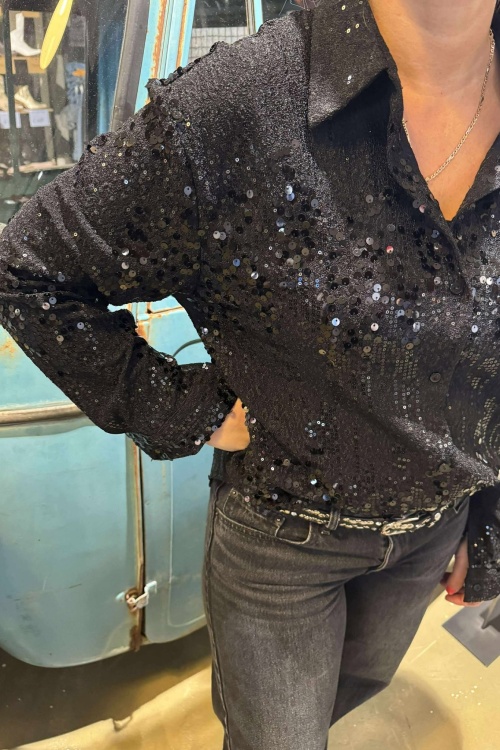 CY5367B - BLOUSE - ZWART PAILET 