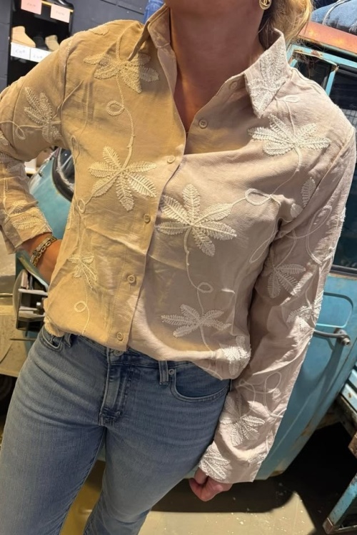 6617F337 - BLOUSE - LICHTBRUIN BLOEM