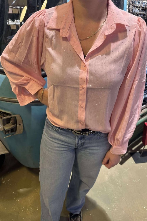 CY3817M - BLOUSE - ROZE STRASS 