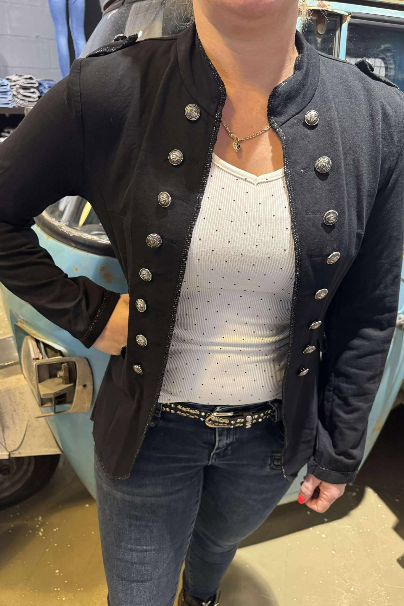 BLAZER - KNOOP - ZWART 