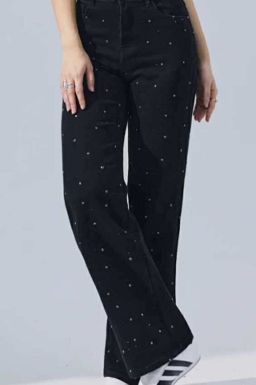 HM1526-5 - WIDELEG - ZWART STRASS 