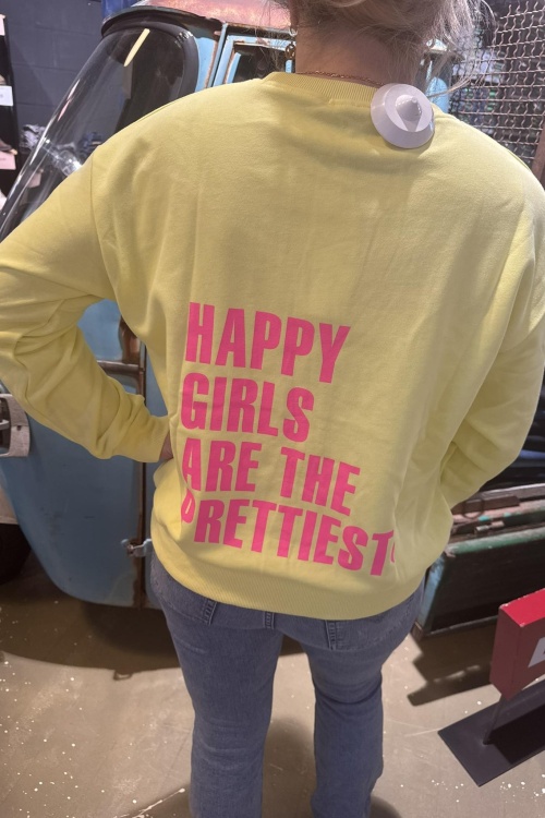 SWEATER - HAPPY - GEEL 