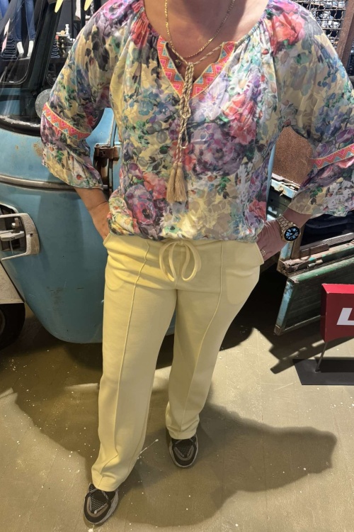 BROEK - STRAIGHT - GEEL 