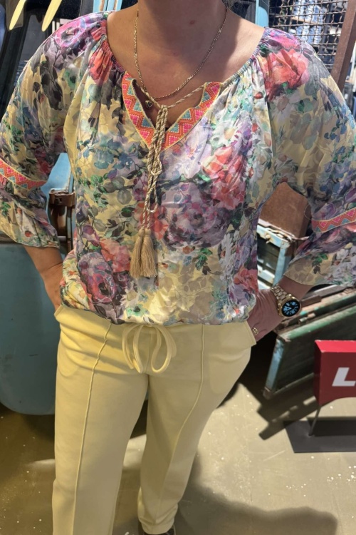 BLOUSE - BLOEM - GEEL 