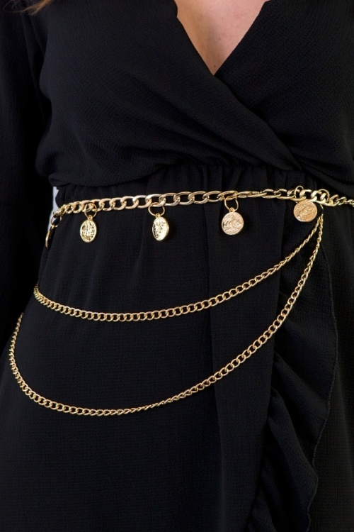 HS FASHION - Gouden riem met muntjes